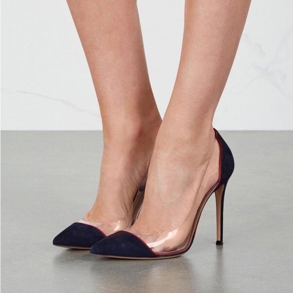 Gianvito Rossi Plexi PVC Suede 100mm Pumps
